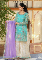 Khuda Baksh Creations Z 221 Turquoise Women 3pcs