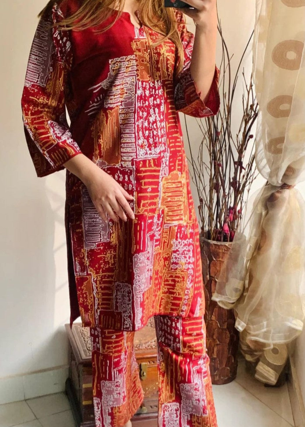 Libas Thread Mountain printed (maroon) Women 2pcs