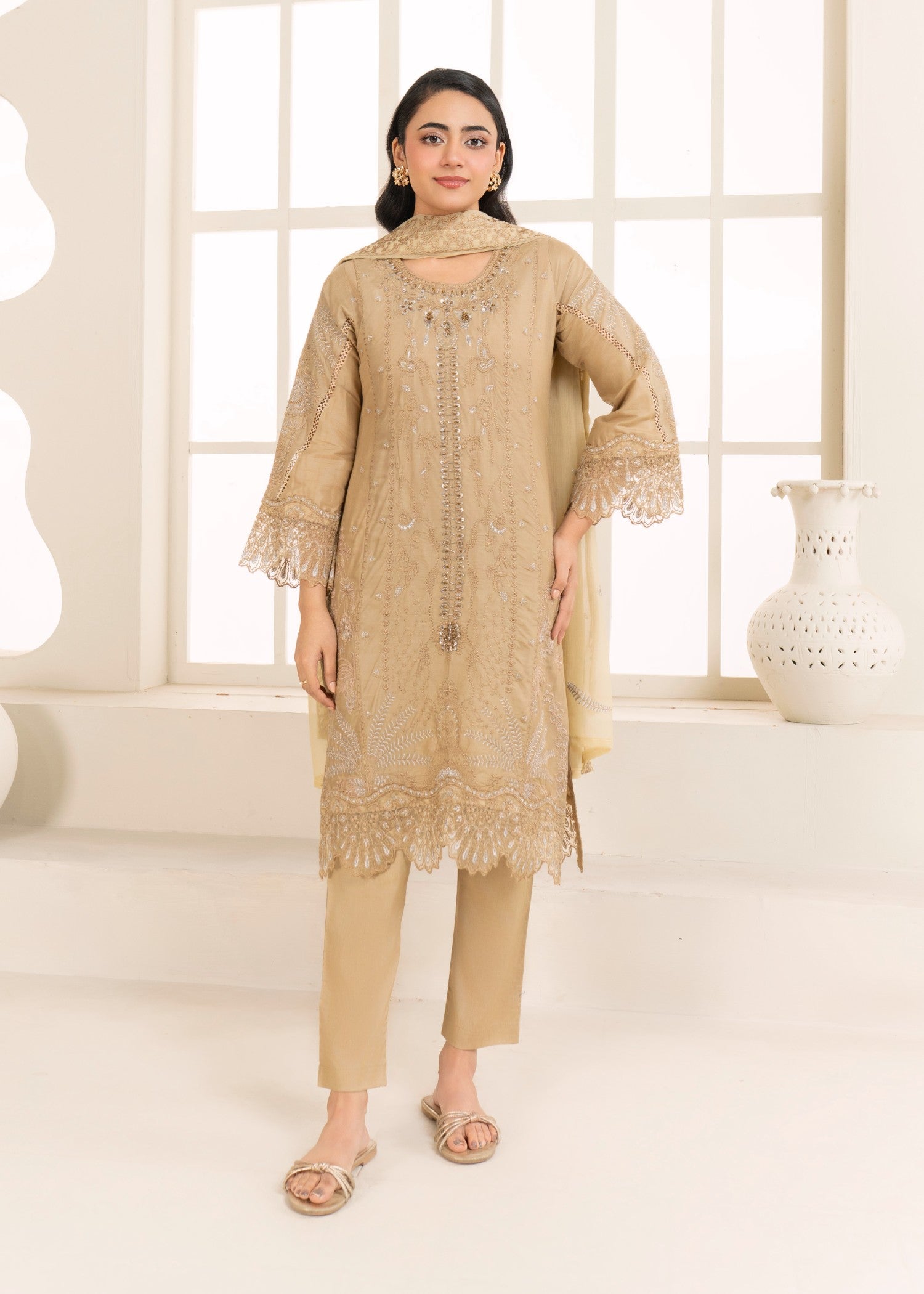 Four Season Boutique SADABAHAR COTTON BROWN Women 3pcs
