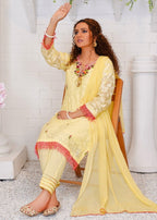 Haya'S Creation Embroidered Lemon Broshia Lawn Dress Women 3pcs