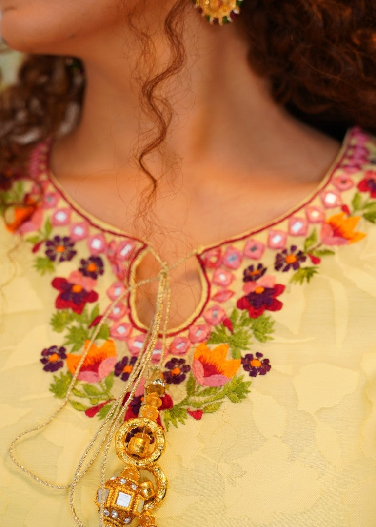 Haya'S Creation Embroidered Lemon Broshia Lawn Dress Women 3pcs