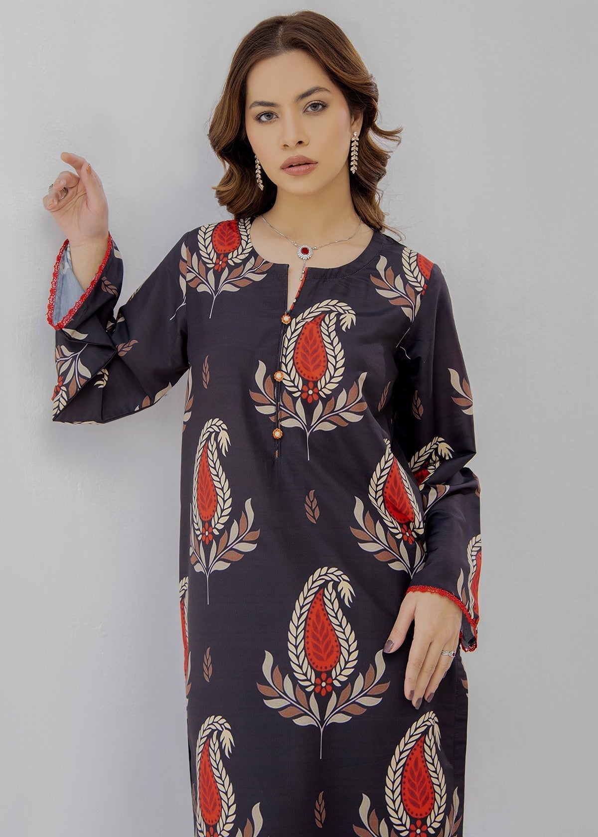 By-East Lawn Suit Printed (Black) Women 2pcs