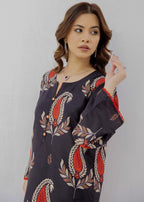 By-East Lawn Suit Printed (Black) Women 2pcs