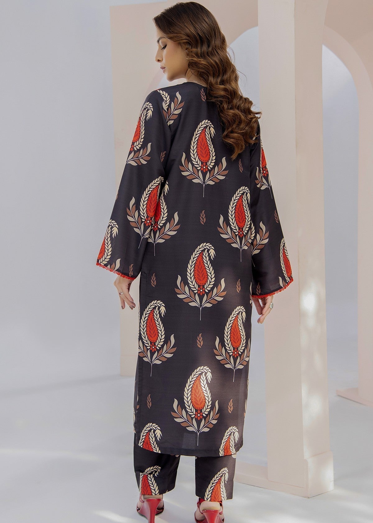 By-East Lawn Suit Printed (Black) Women 2pcs