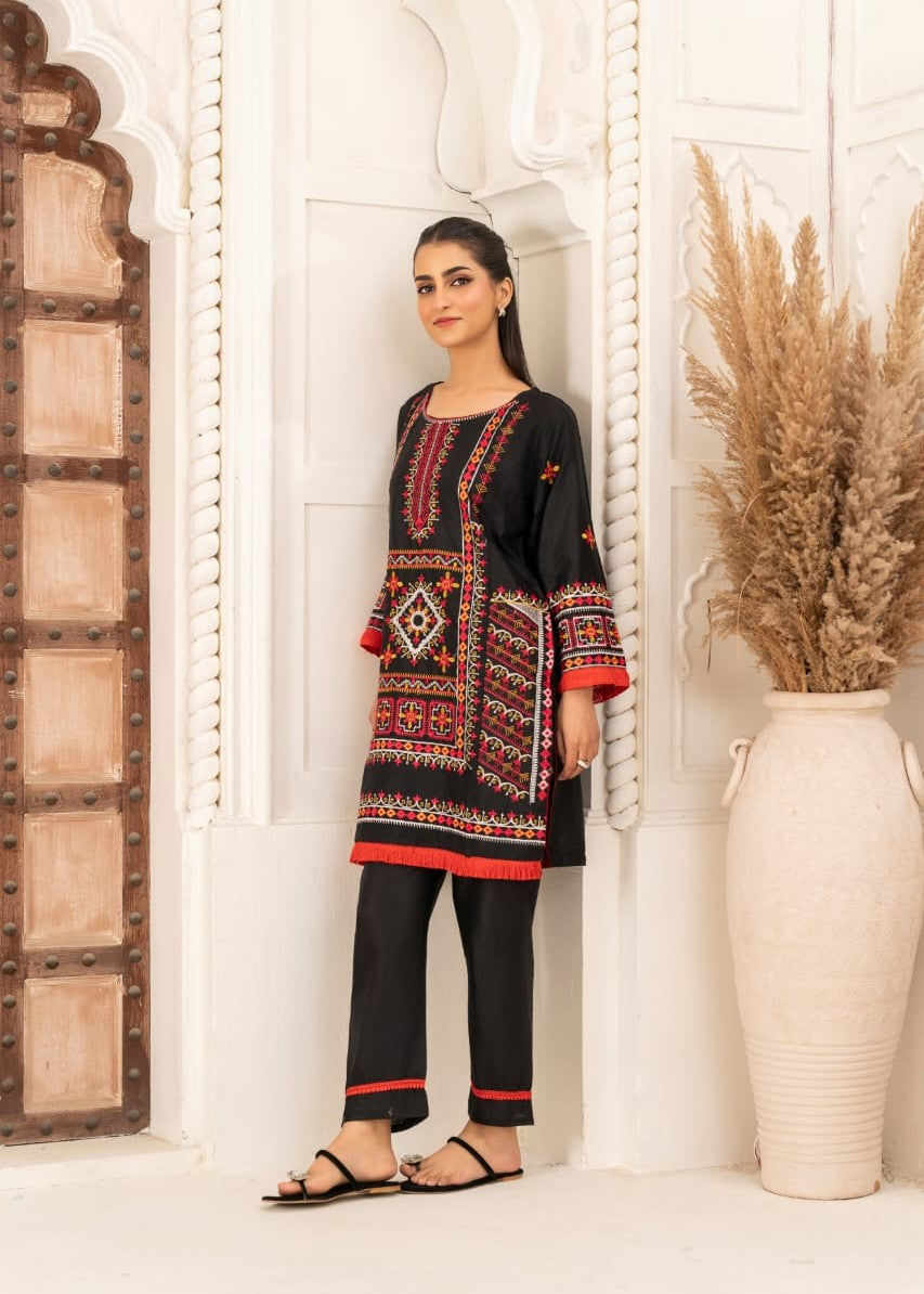 Gulposh JENIFER EMBROIDERY (STITCHED ) BLACK Women 2pcs