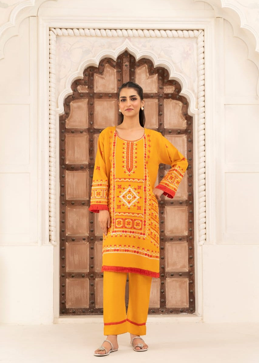 Gulposh JENIFER EMBROIDERY (STITCHED ) MUSTARD Women 2pcs