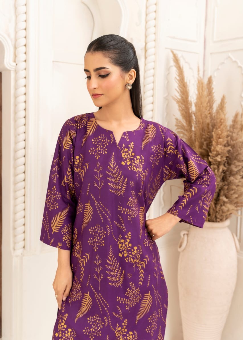 Gulposh FLORAL LEAF (STITCHED ) PURPLE Women 2pcs