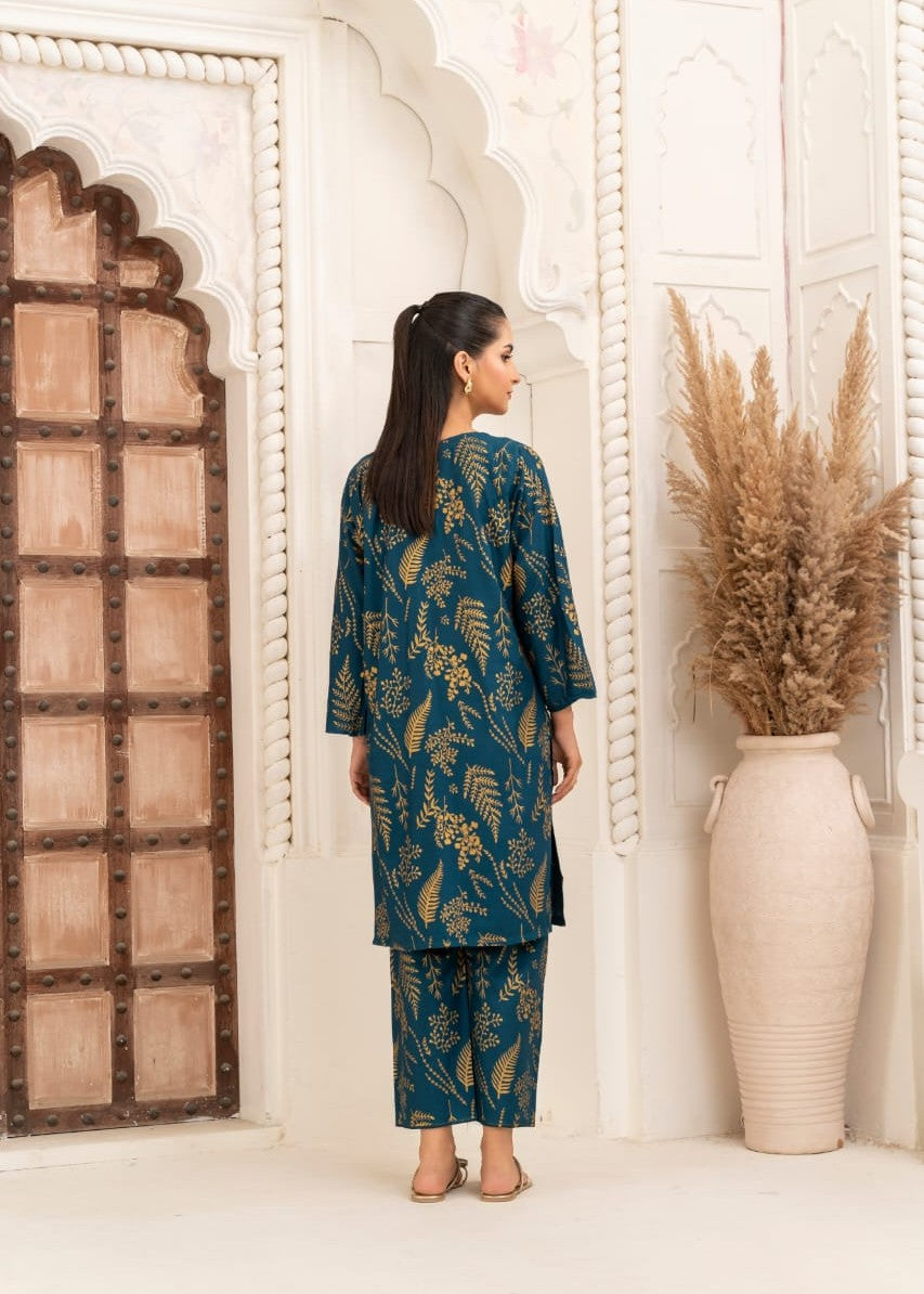 Gulposh FLORAL LEAF (STITCHED ) TEAL Women 2pcs