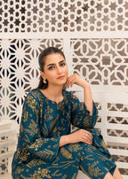 Gulposh FLORAL LEAF (STITCHED ) TEAL Women 2pcs