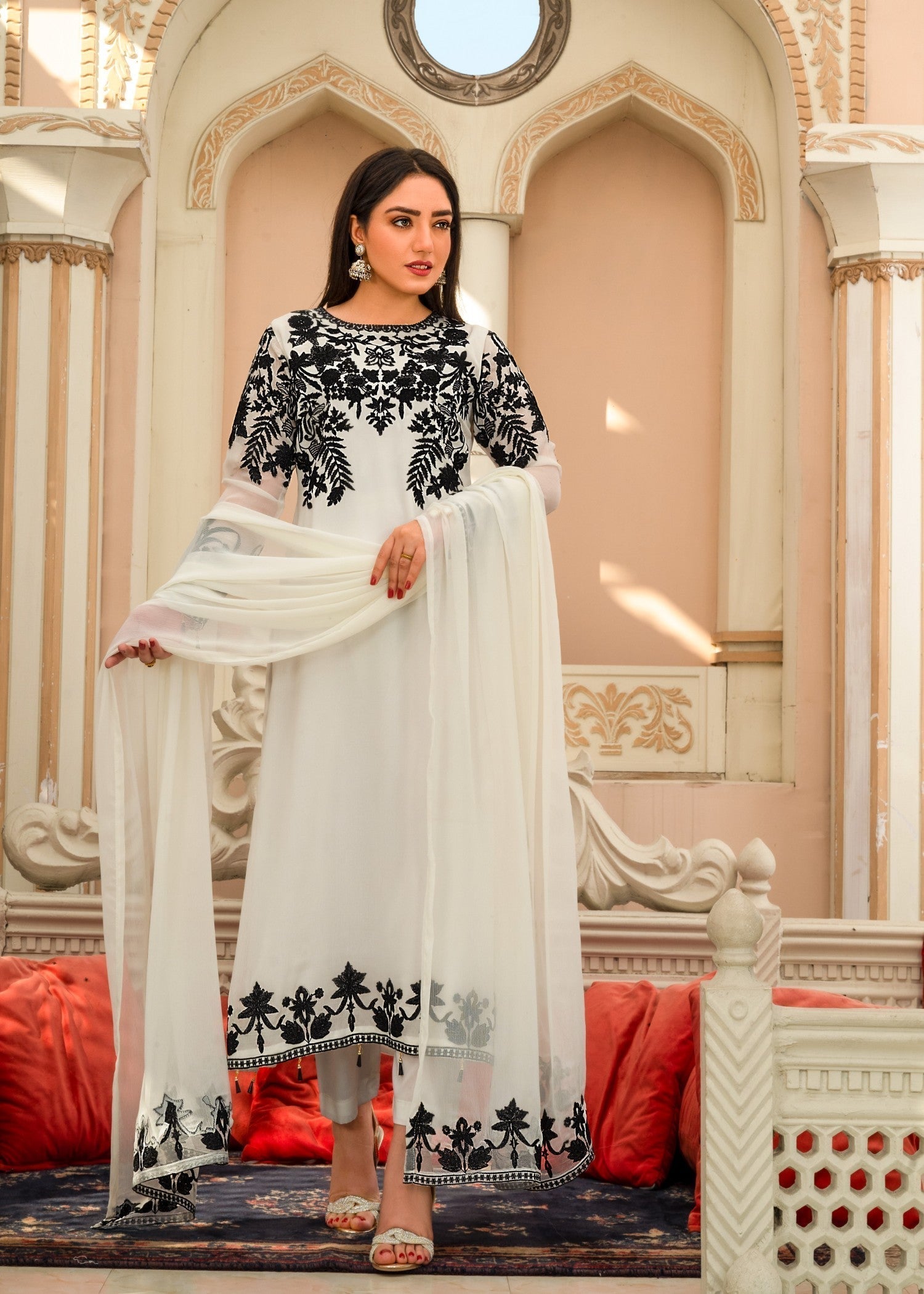 Alyssa White chiffon suit ALL201 Women 3pcs