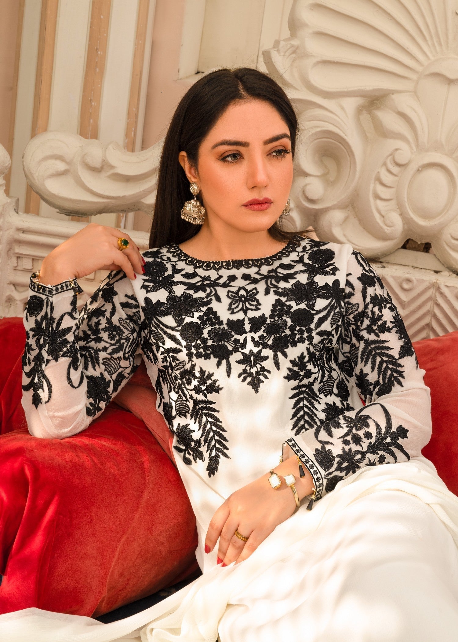 Alyssa White chiffon suit ALL201 Women 3pcs