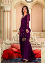 Alyssa PURPLE GHARARA SET ALL209 Women 3pcs