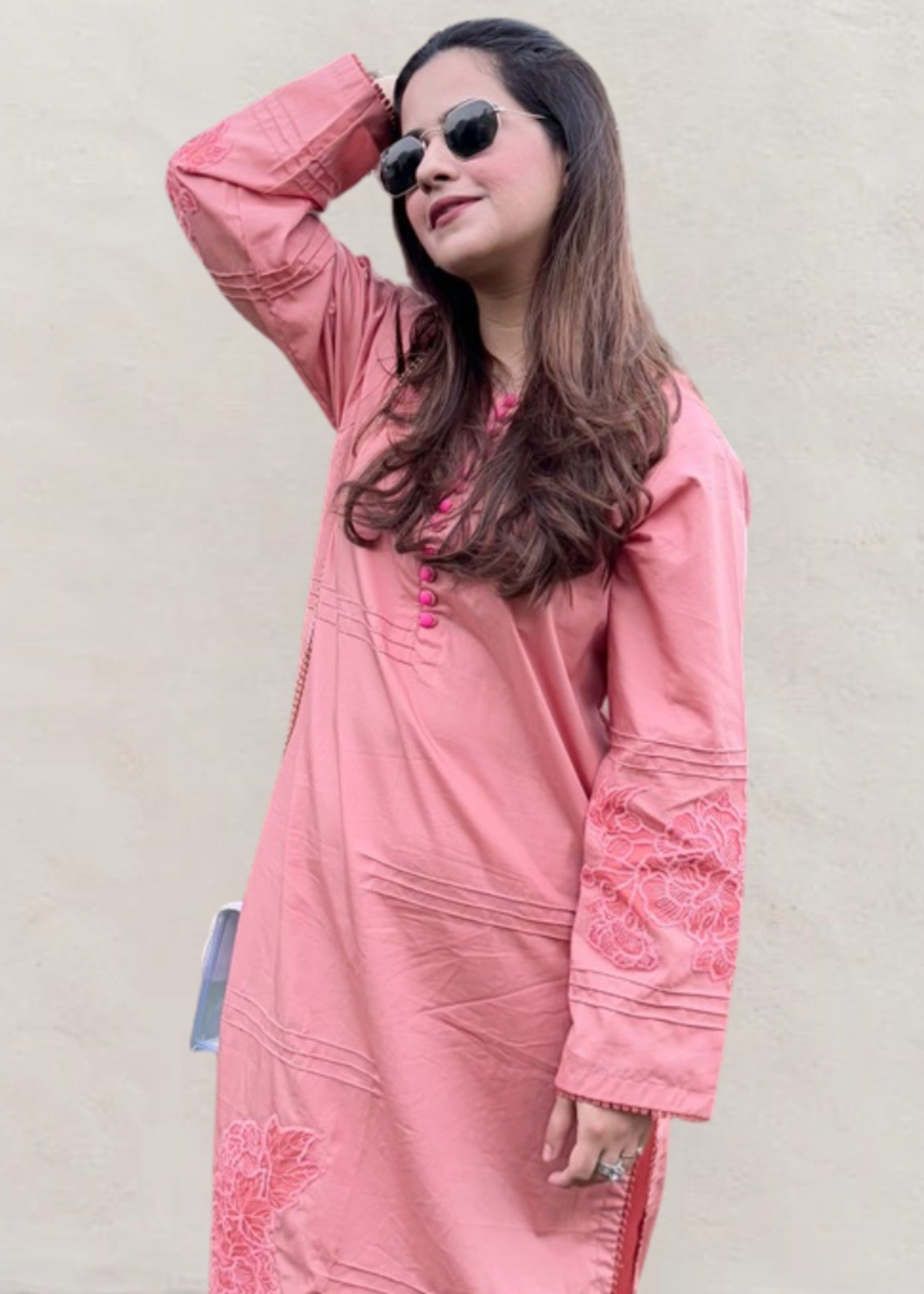 Pretbee Blush Pink Embroidered Winter Co Ord Set Women 3pcs