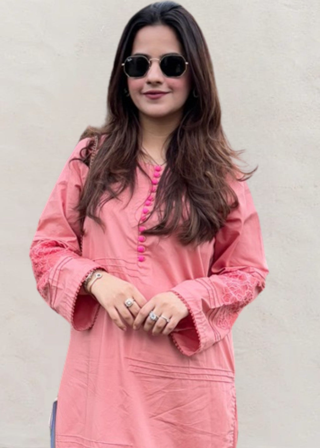 Pretbee Blush Pink Embroidered Winter Co Ord Set Women 3pcs