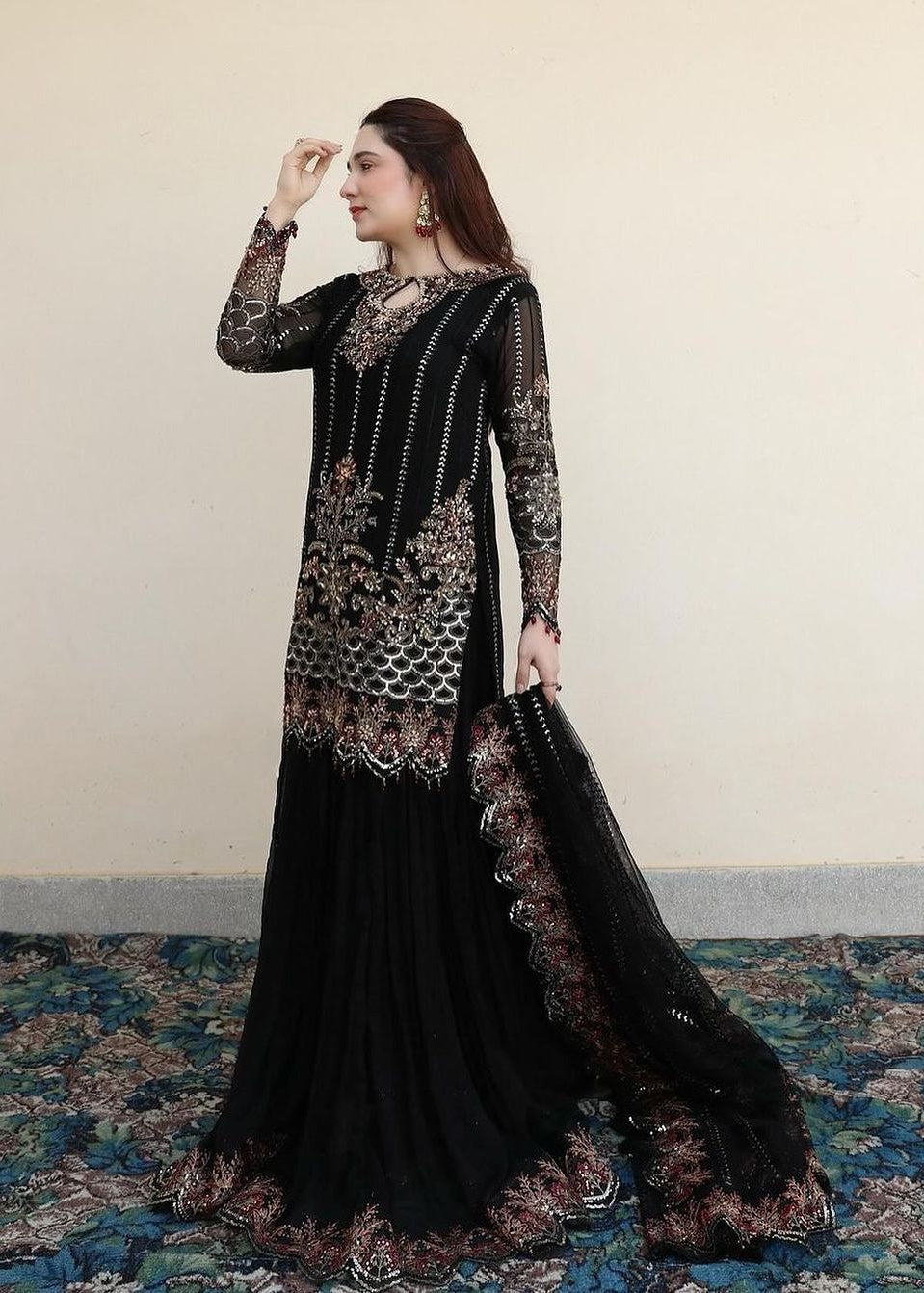 Suits By Sadia Merium black Women 3pcs