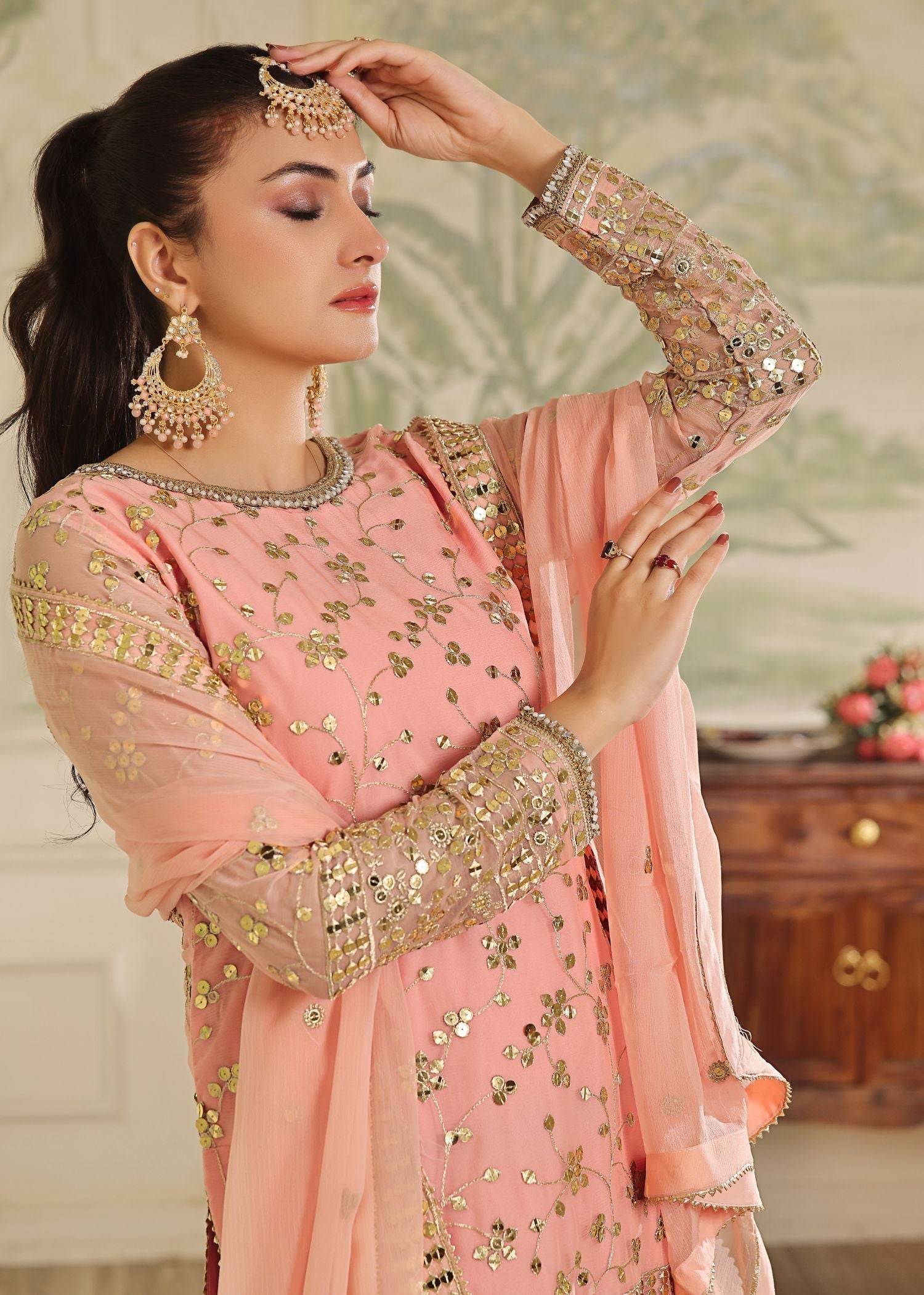 Ayesha Closet Mehndi Peach Women 3pcs