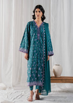 Buzzazi Teal Printed Suit Women 3pcs