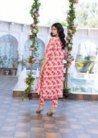 Zarsah Red Printed Suit ZSS 1002 Women 2pcs