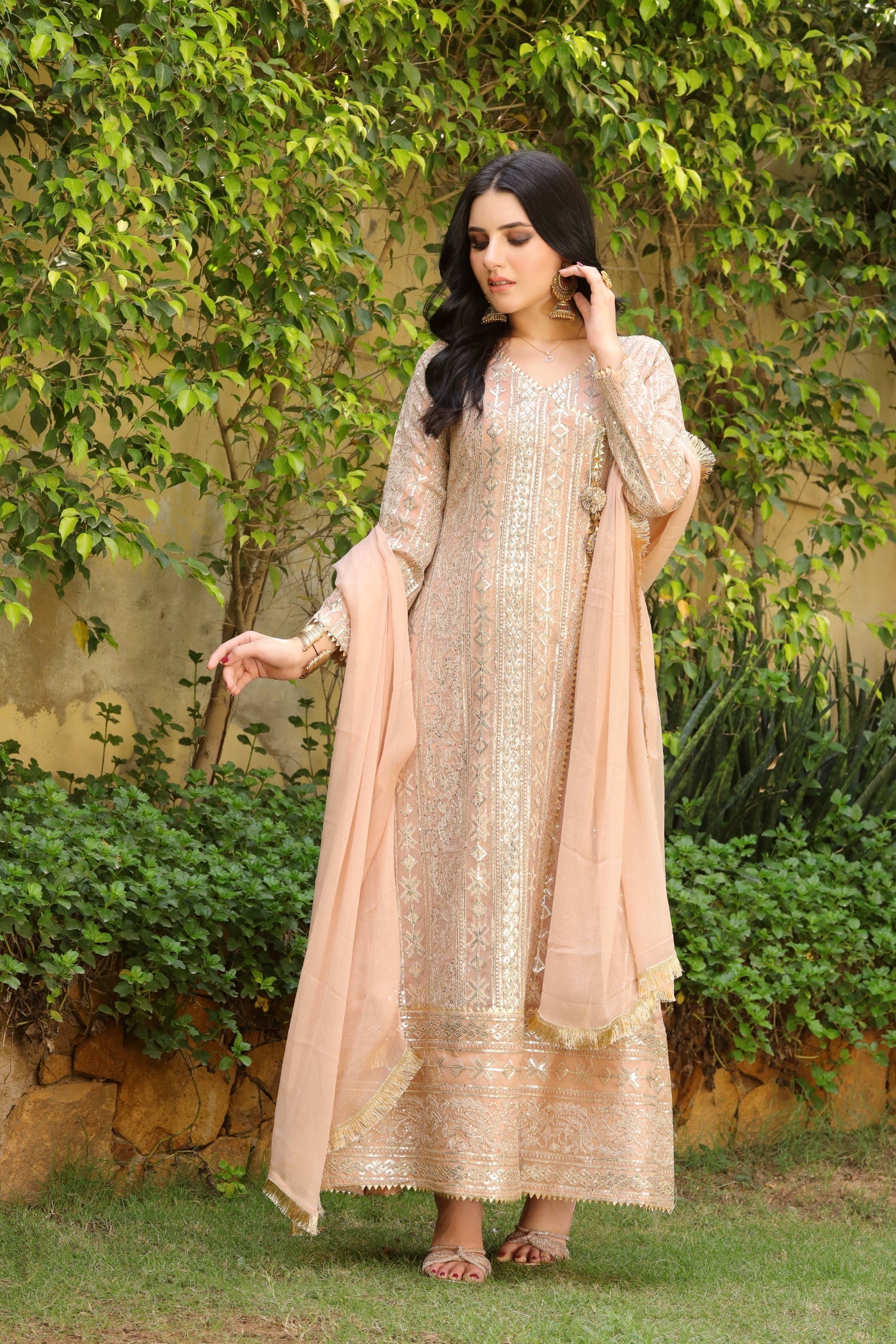 Manahils Angrakha 122 DIVINE PEACH Women 3pcs