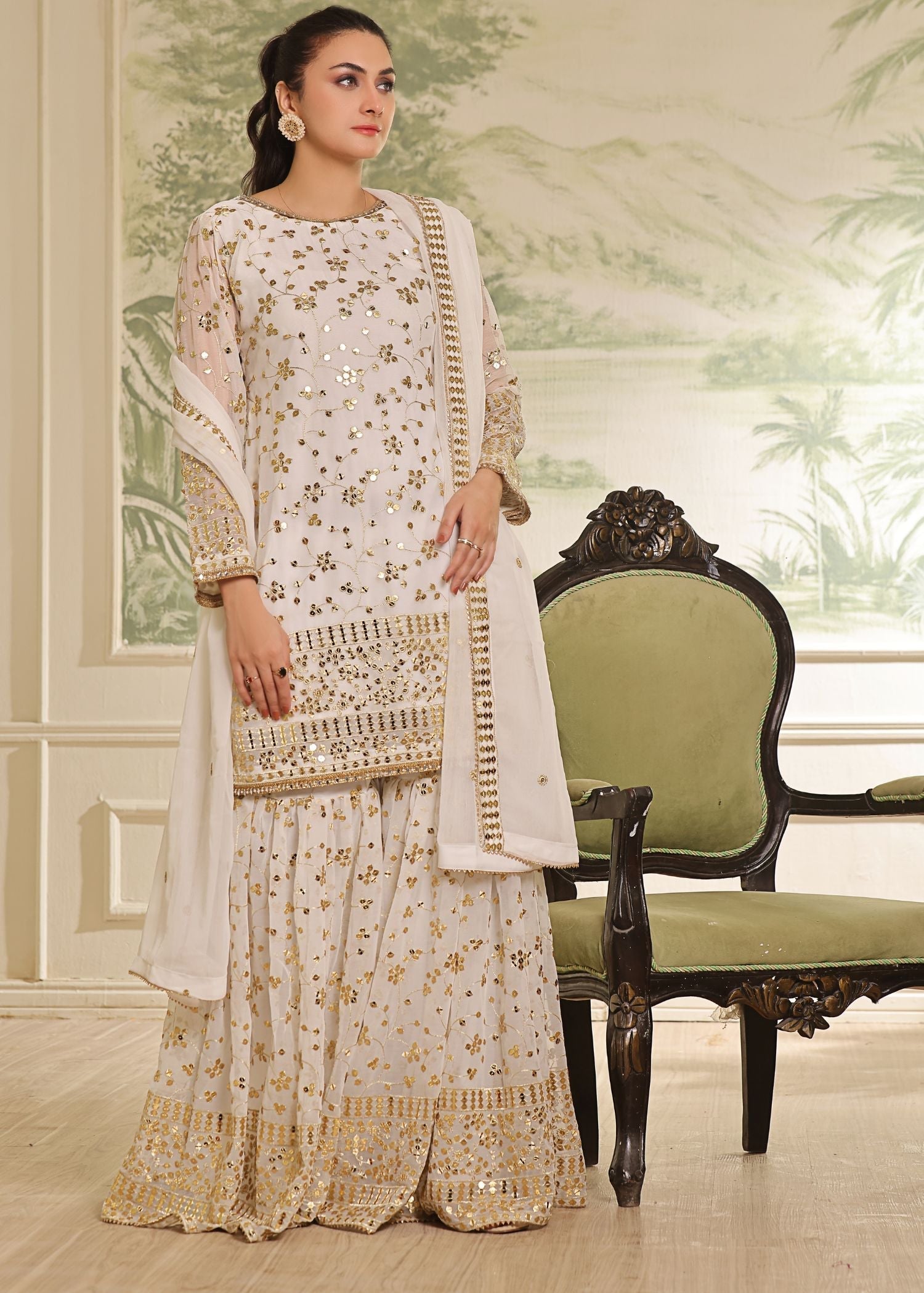 Ayesha Closet Mehndi White Women 3pcs