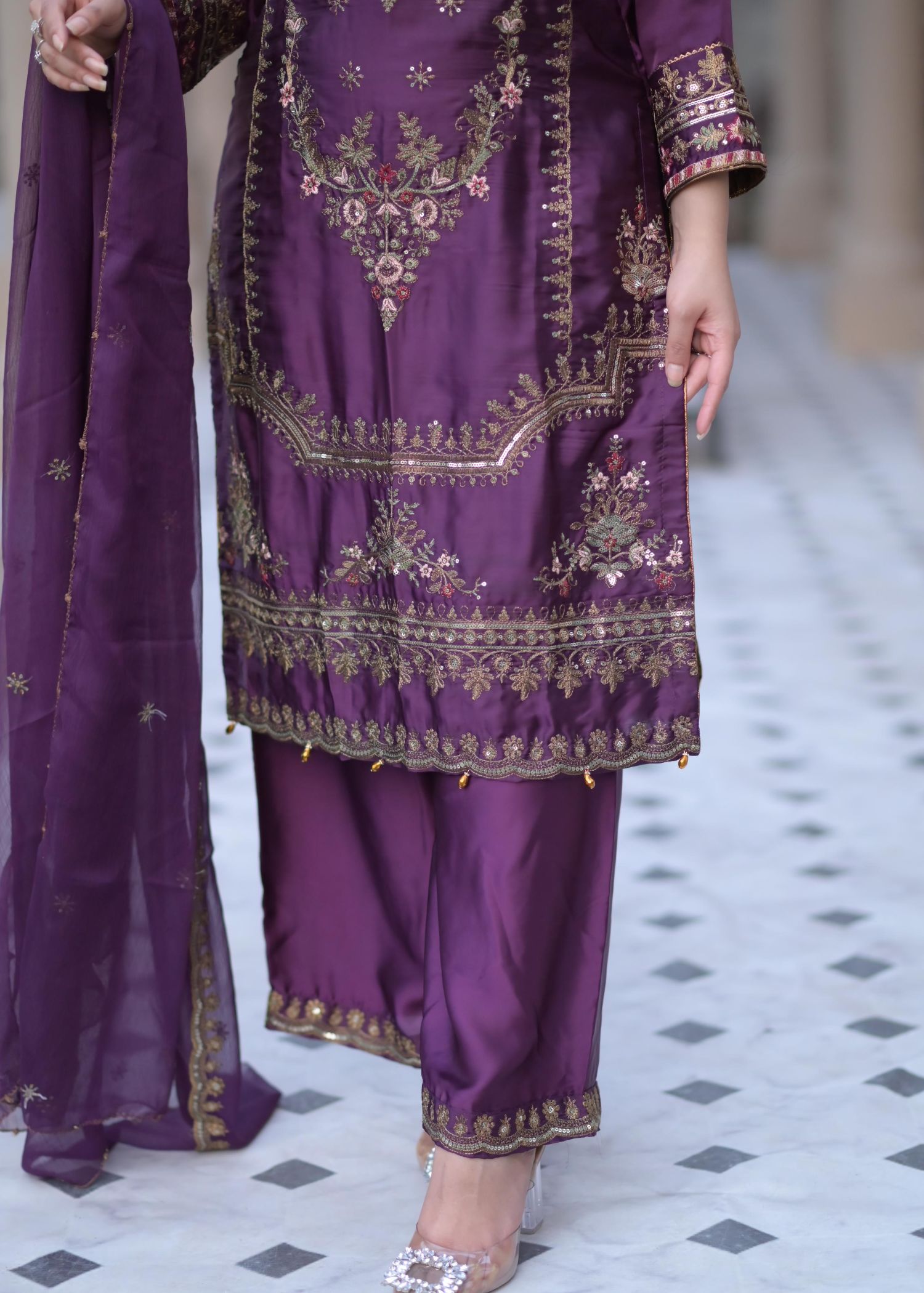 Rangoon Clothing Celestia Plum Silken Women 3pcs