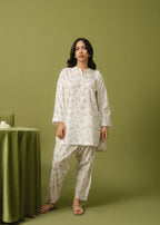 Buzzazi White Floral Printed Suit Women 2pcs