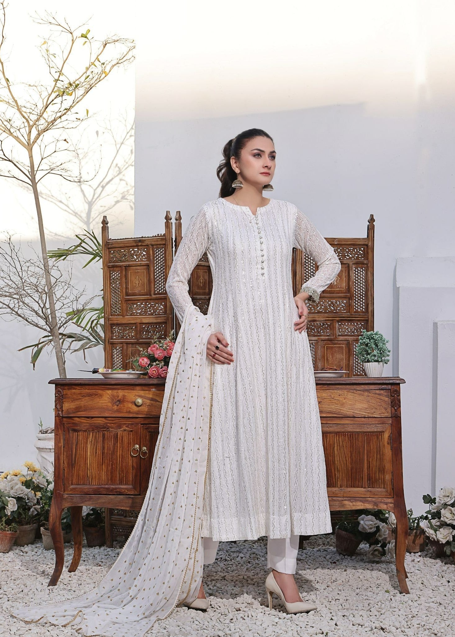 Ayesha Closet Anooshay Gul White Light Women 3pcs
