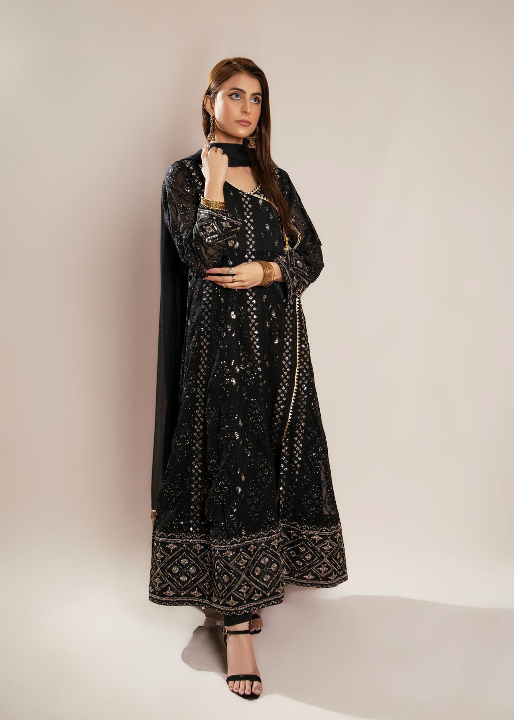 Manahils KURTI 099 MELANIE BLACK Women 3pcs