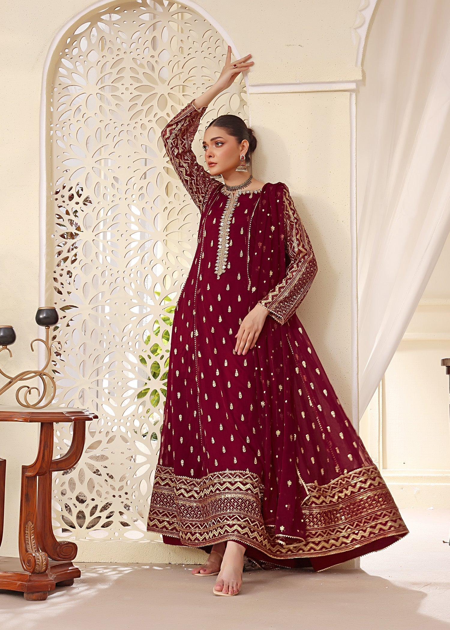 Alsiyab Bahaar Mehroon Women 3pcs