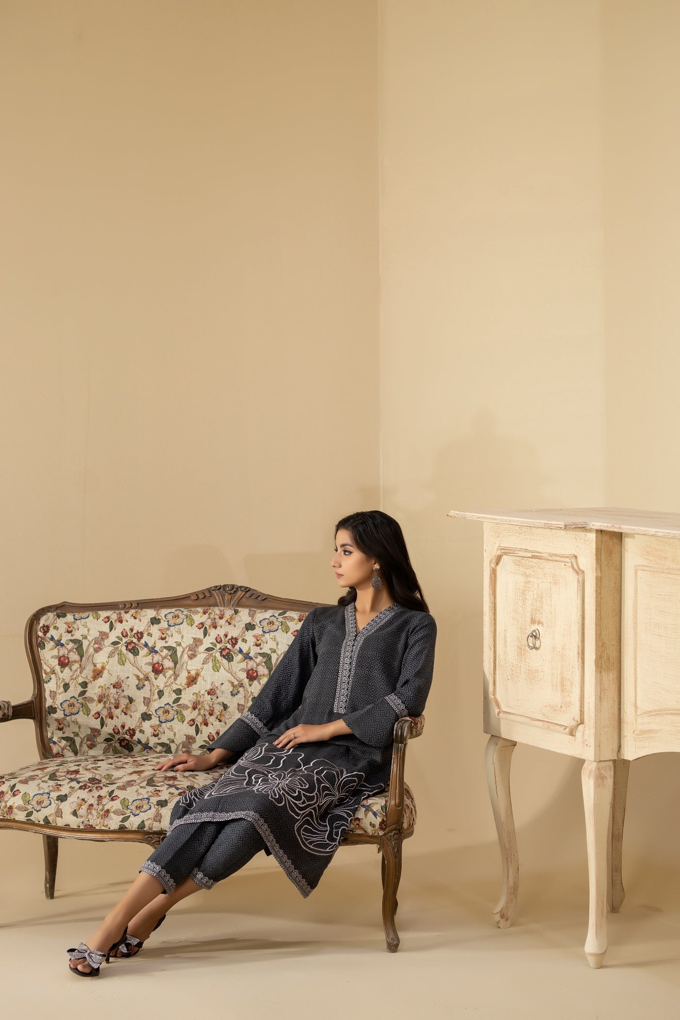 La Rosaa LW 10 Black Grey Stripes Women 2pcs