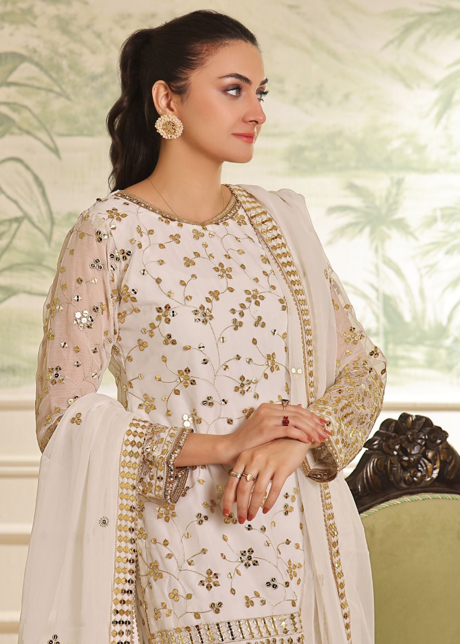 Ayesha Closet Mehndi White Women 3pcs