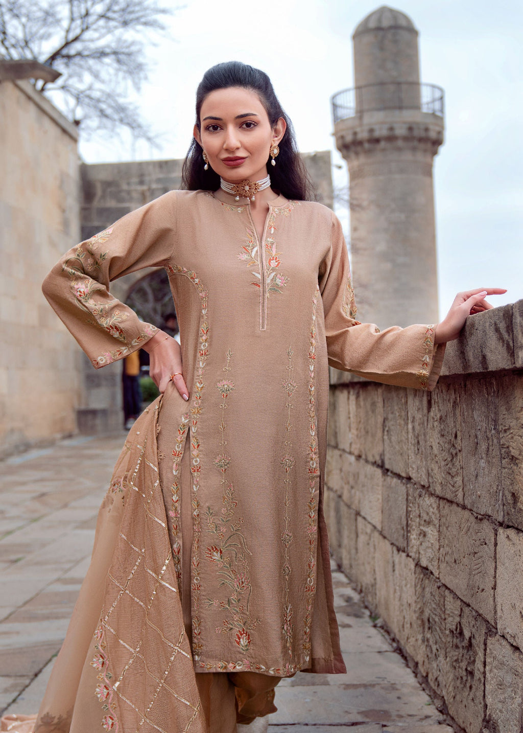 Muntaha By Shanzay Beige Ruhiya Women 3pcs