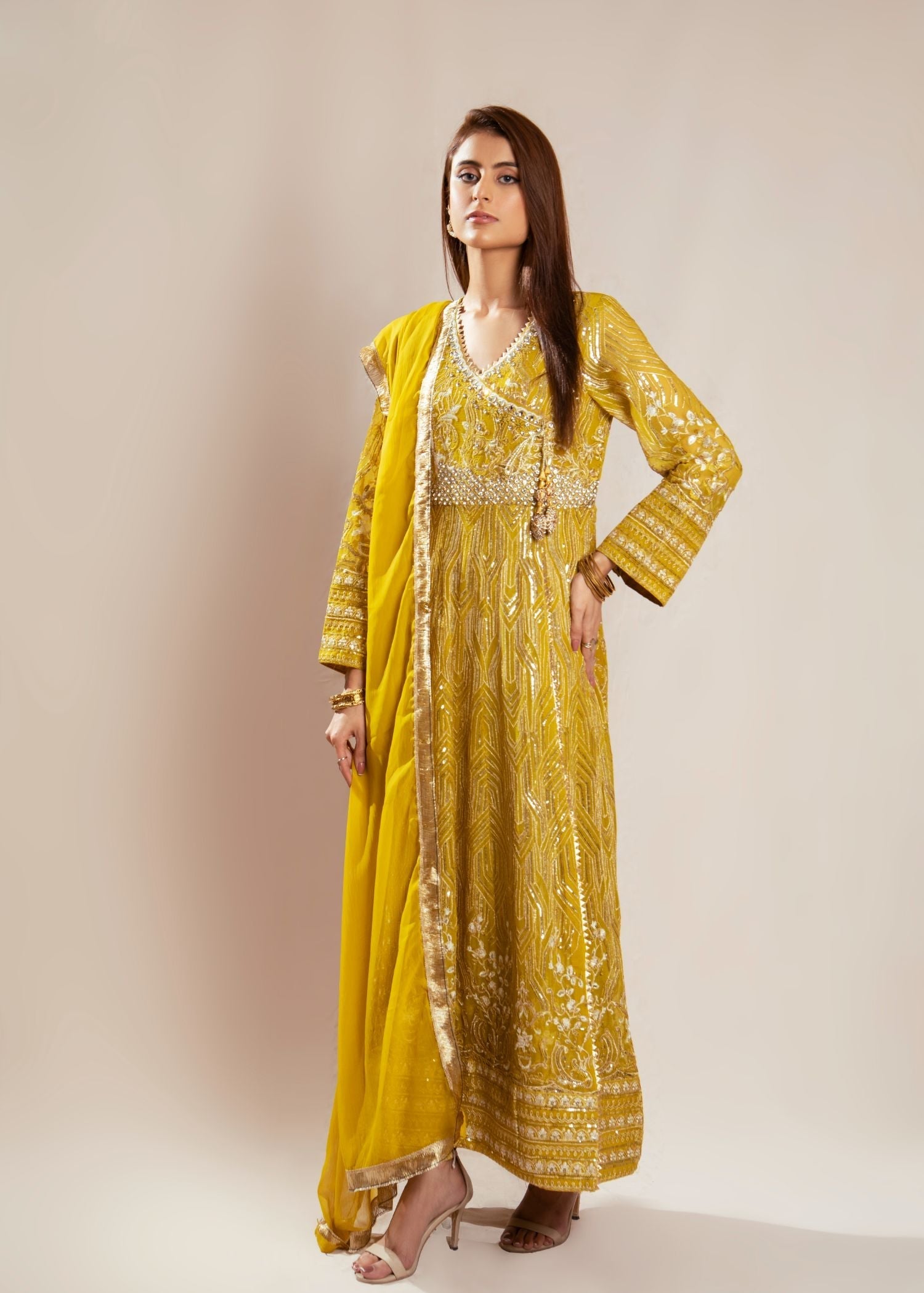Manahils Angrakha 105 Mustard Women 3pcs