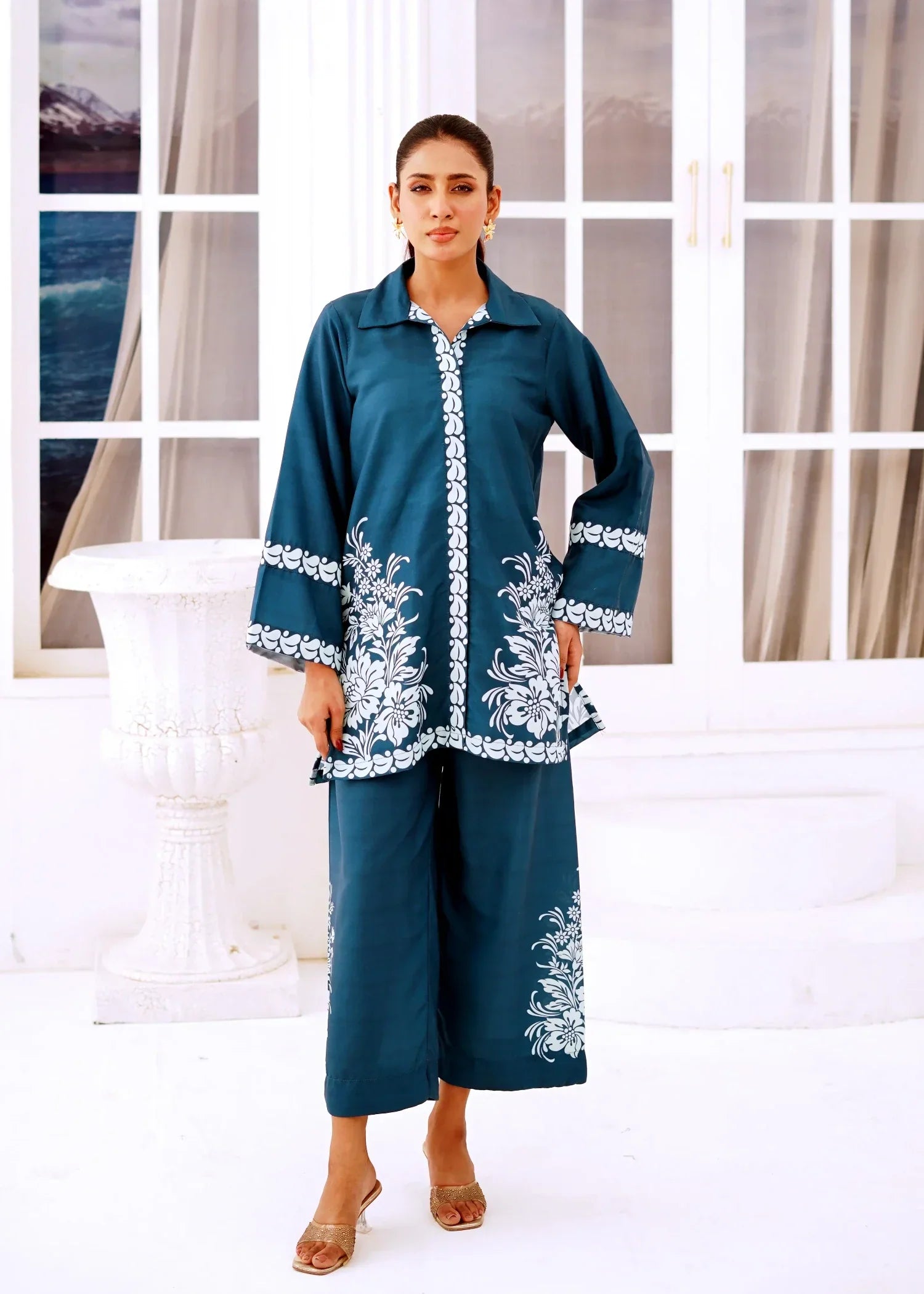 Nairah Teal Bloom Women 2pcs