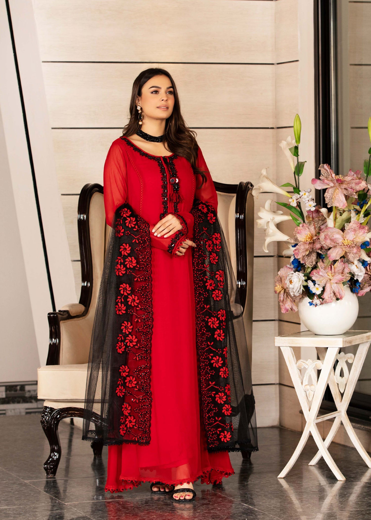 Khuda Baksh Creations Z 285 Red Women 4pcs
