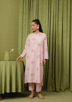 Buzzazi Baby Pink Printed Suit Women 2pcs