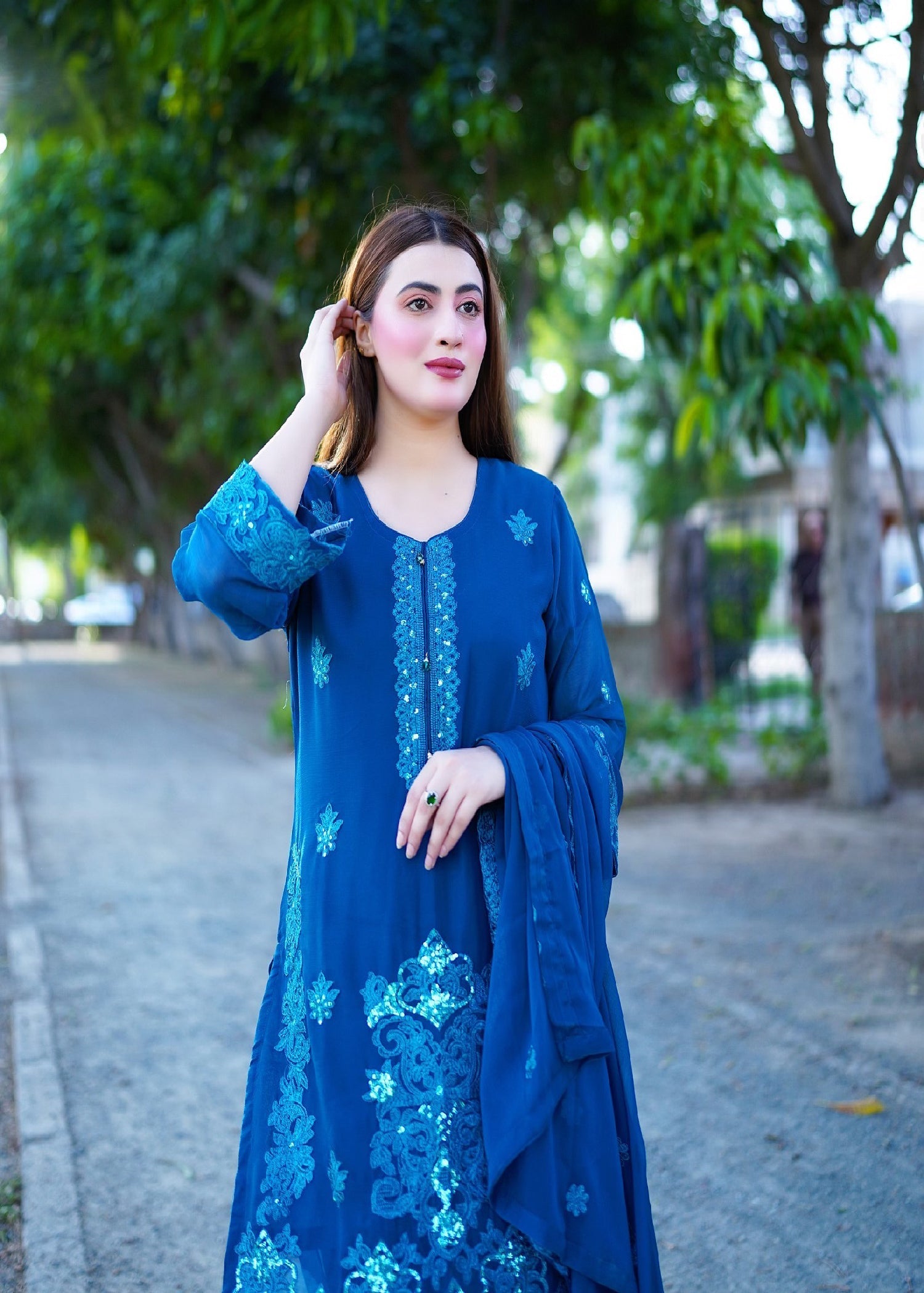 Four Season Boutique Noor e Roshni Chiffon Zinc Women 3pcs