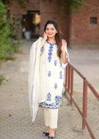 Ayesha B khadinet blue embriodred Women 3pcs