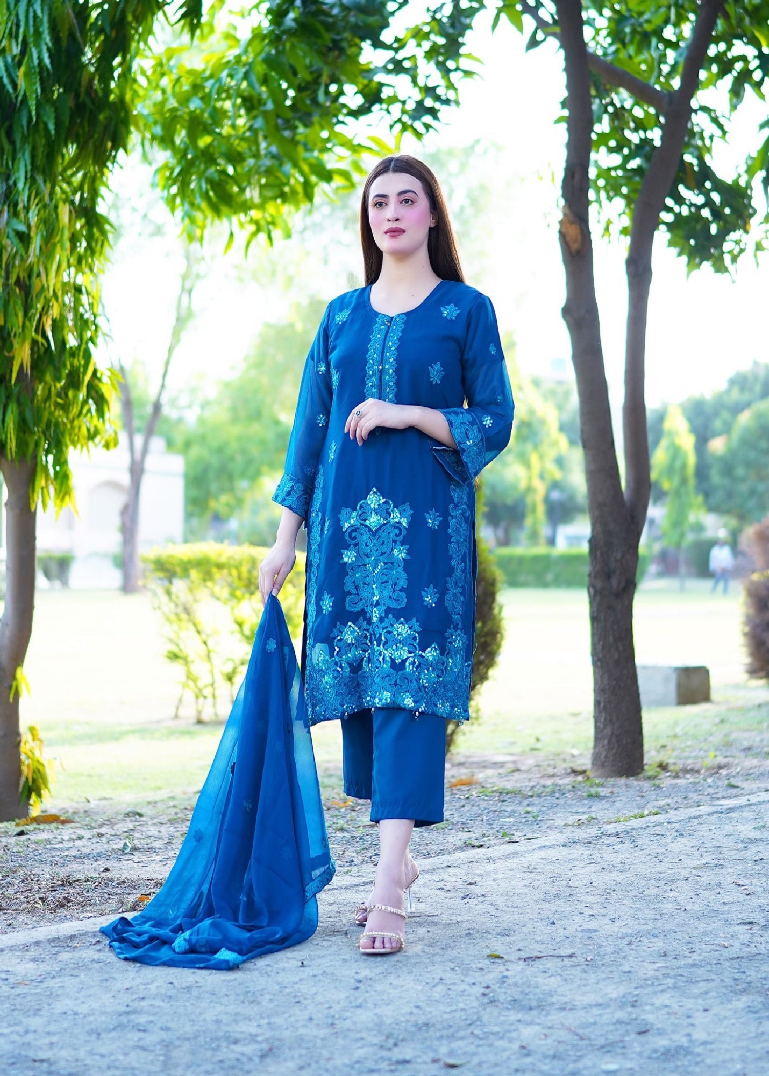 Four Season Boutique Noor e Roshni Chiffon Zinc Women 3pcs