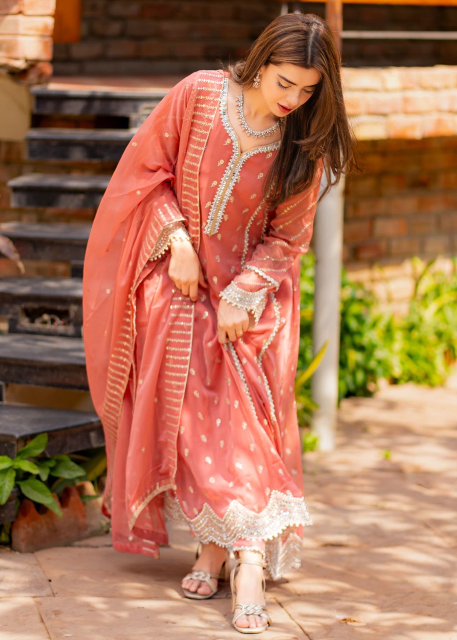 Al-Harir Apparel Gulaal Peach Women 3pcs