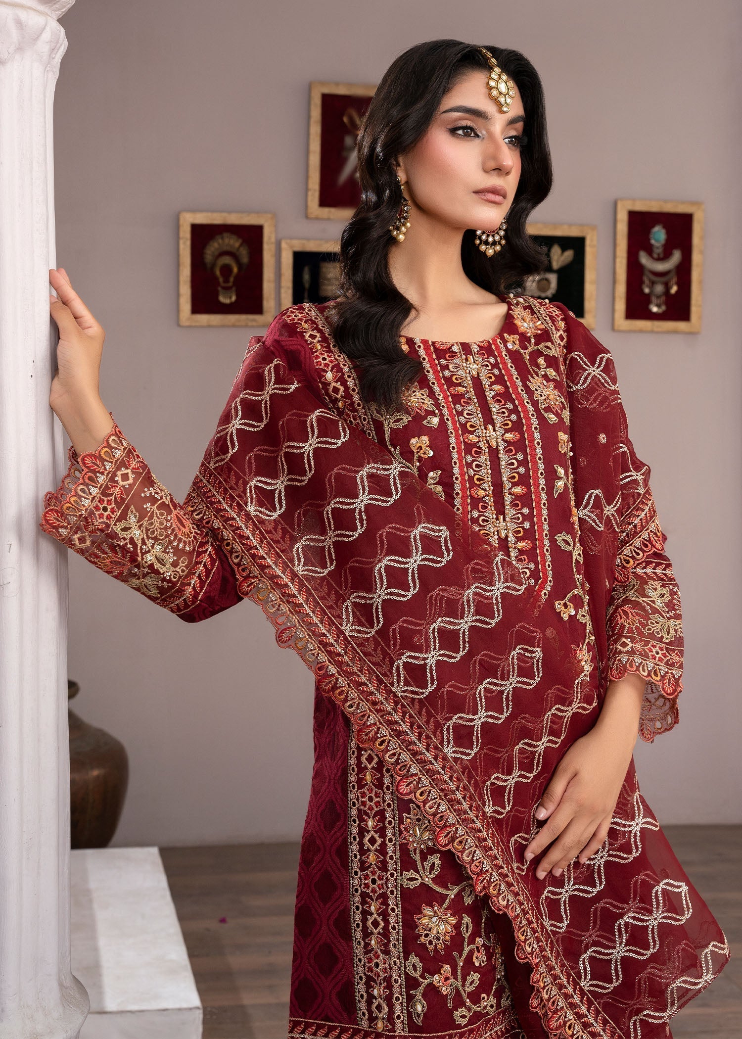 Zebaye Shaya Gulaab US 519 Mahroon(SB) Women 3pcs