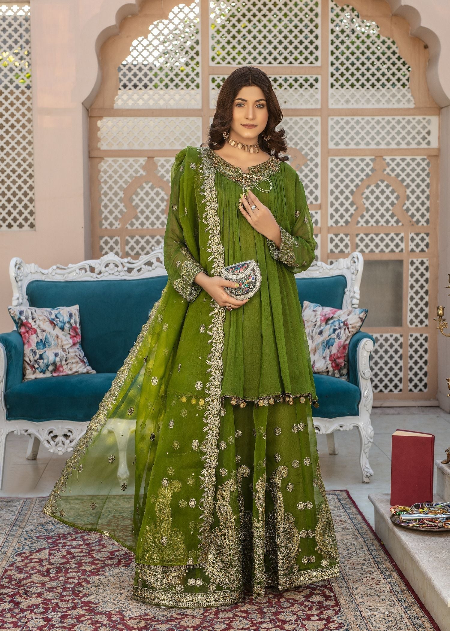 Pehnawa By Bin Akram’s LUSTRIOUS LEGACY GRN CH/ORG Women 3pcs