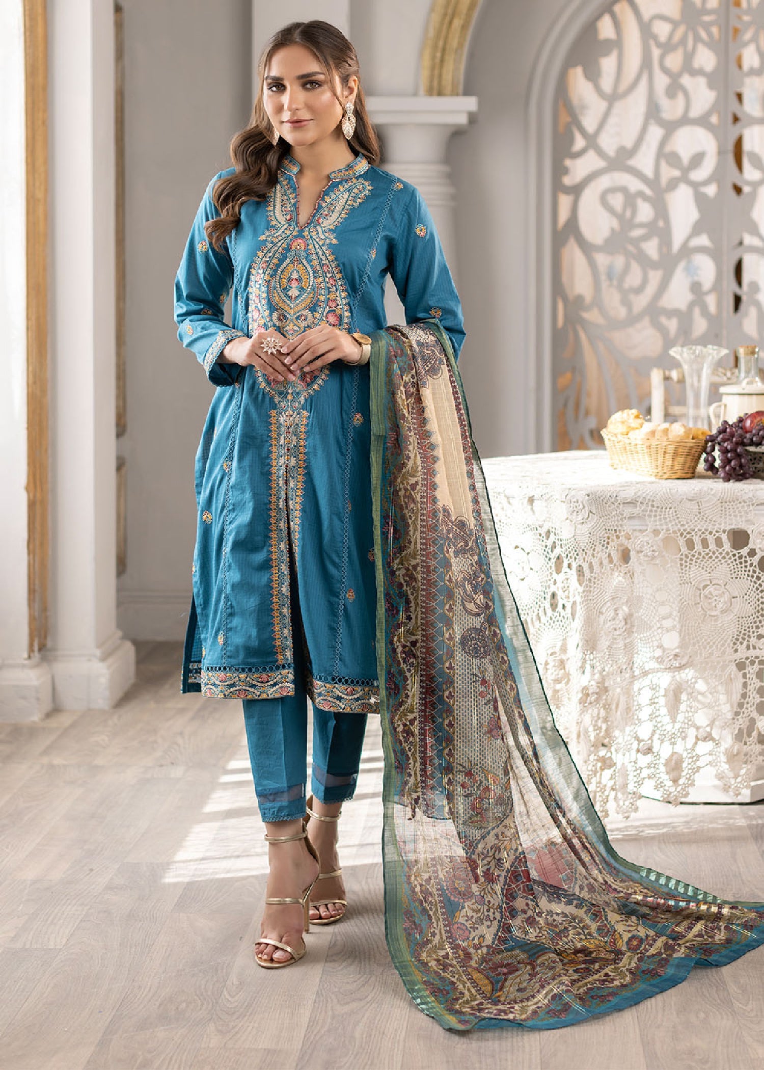 Madame Embroidered Check Lawn Suit 2687 Women 3pcs