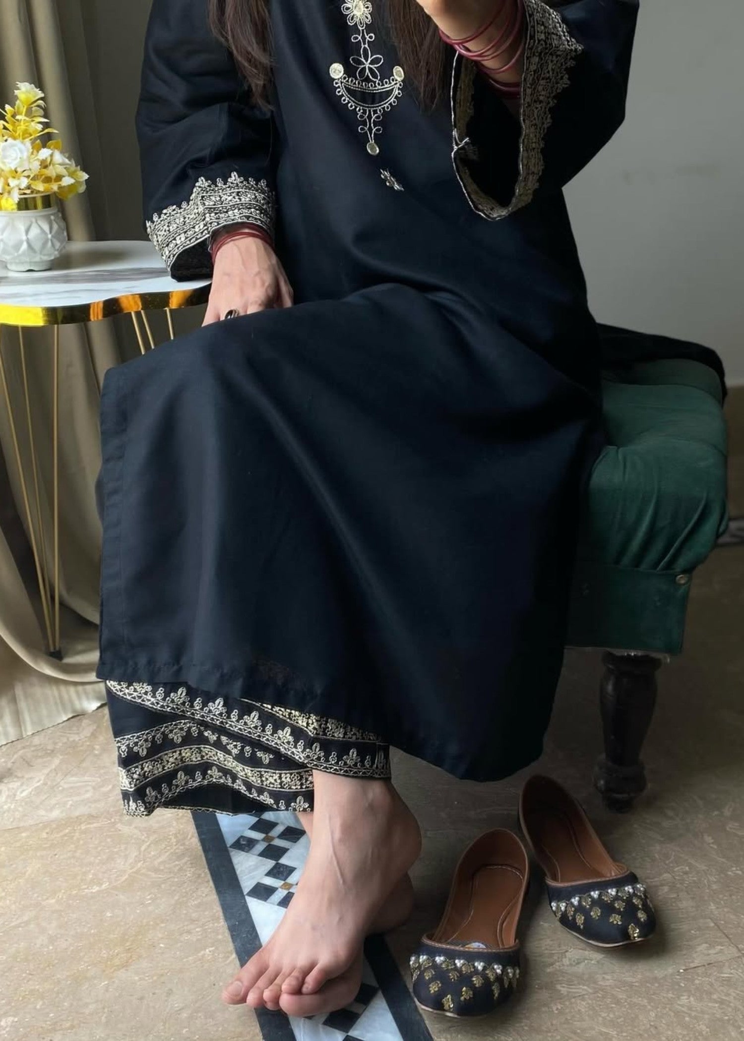 Tehzeeb Libas BLACK IRIS STITCHED Women 2pcs