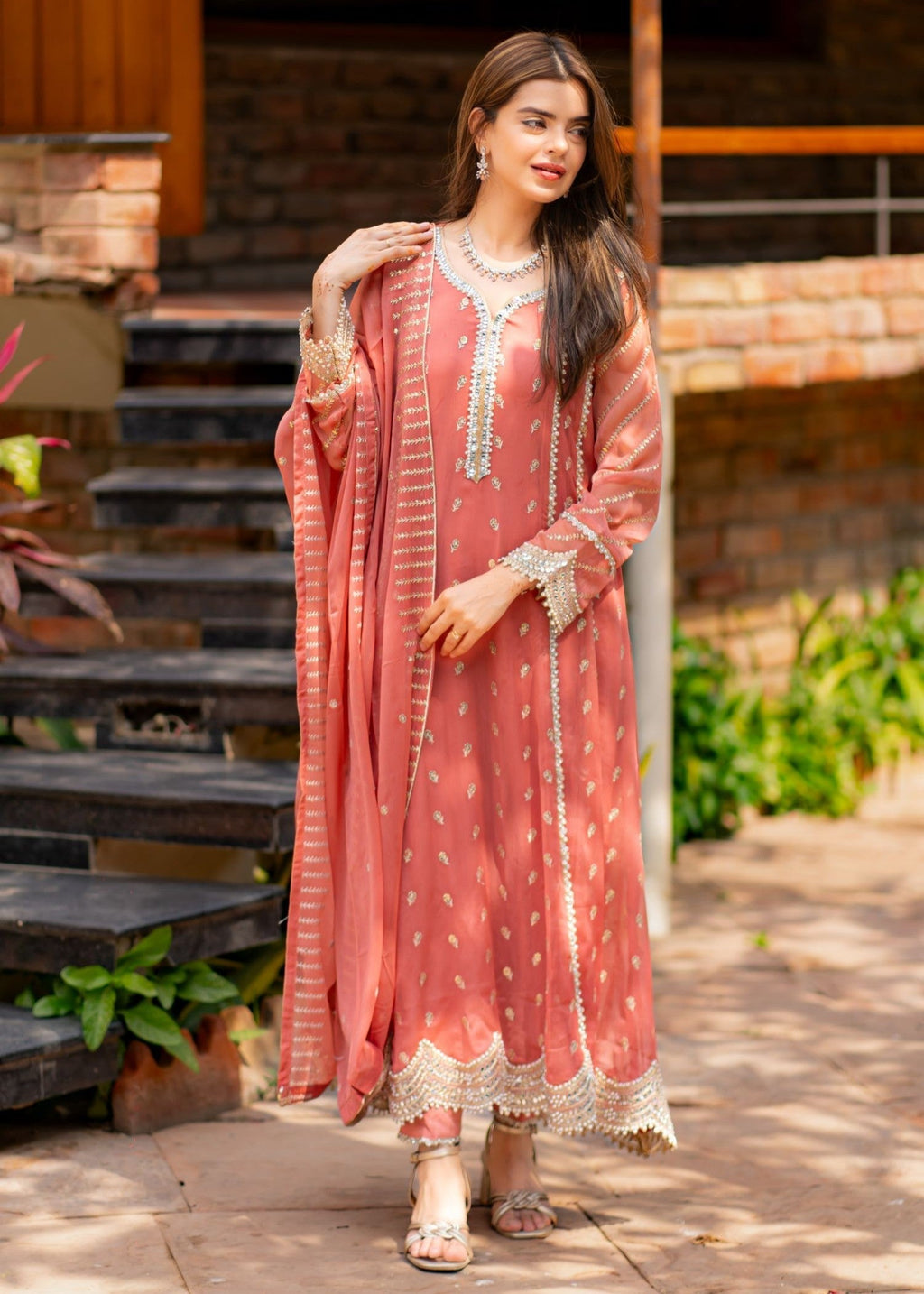 Al-Harir Apparel Gulaal Peach Women 3pcs