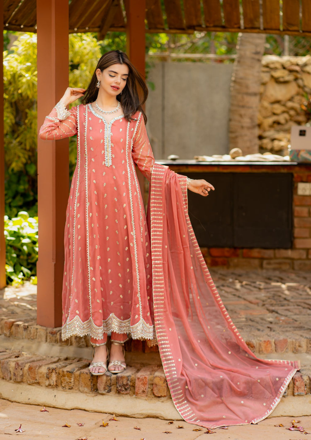 Al-Harir Apparel Gulaal Peach Women 3pcs