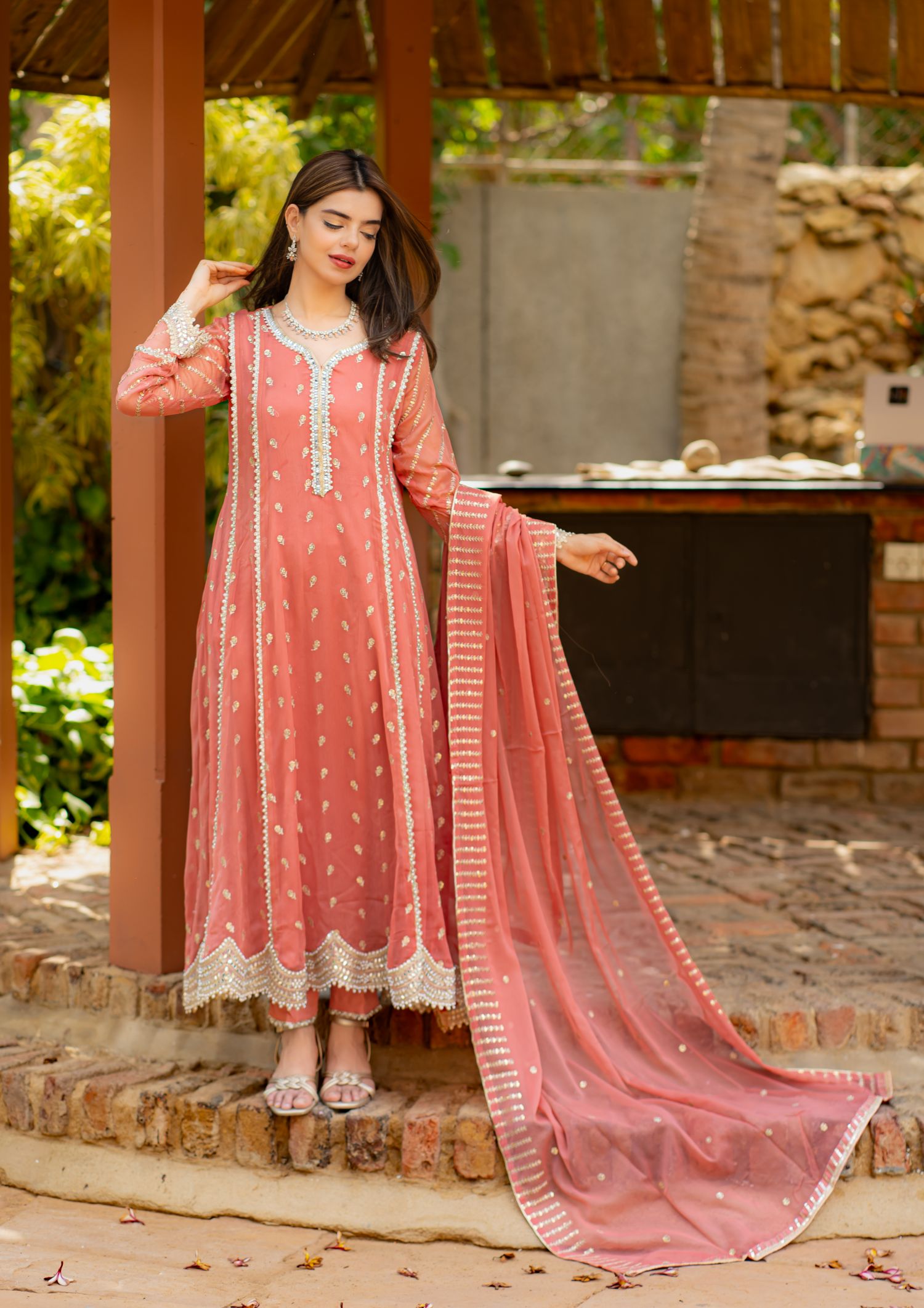 Al-Harir Apparel Gulaal Peach Women 3pcs