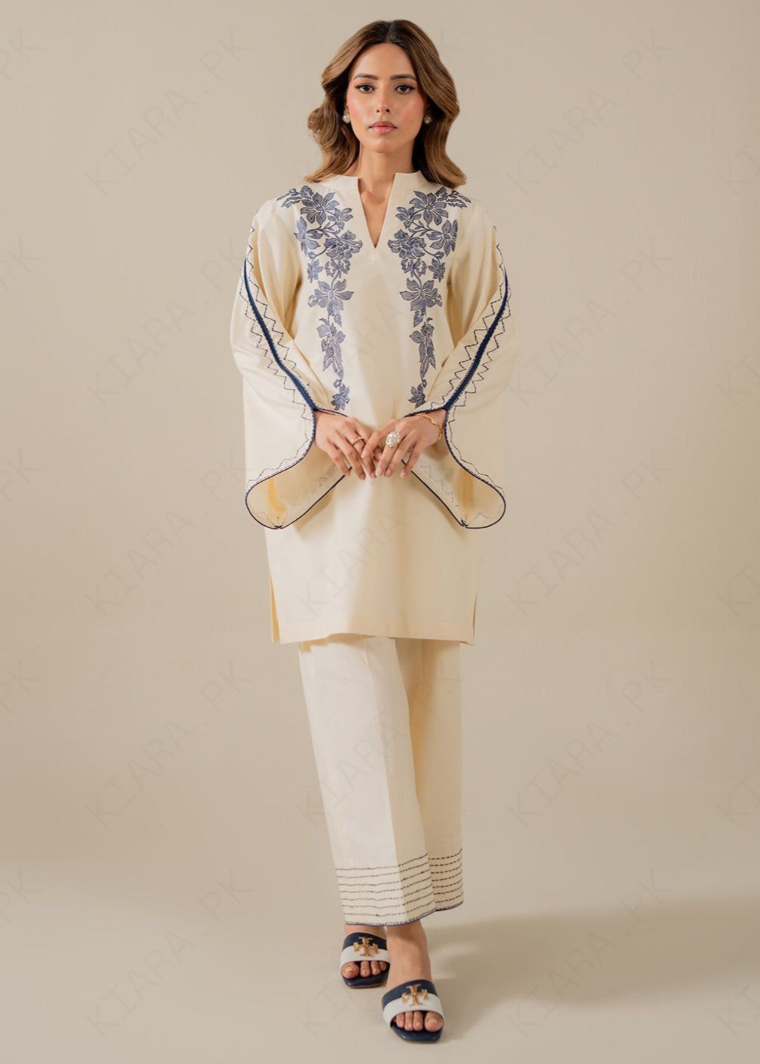 Kiara IVORY Embroidered Set Women 2pcs