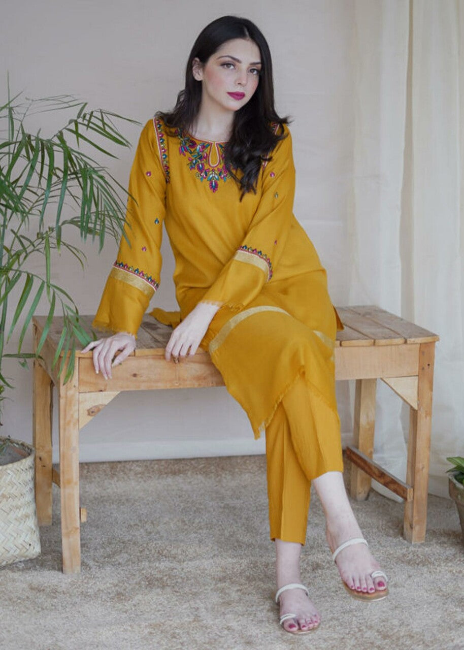 Aisling By Nirmal Mustard Pashmina Women 2pcs