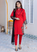 Madame Red Embroidered Viscose Suit 2557 Women 3pcs